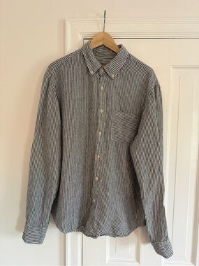 Alex Crane Playa Shirt Linen Stripe Button-Down